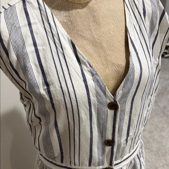 Striped Button-Down Linen Dress - Picture 3 of 4